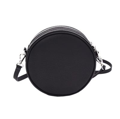 China Custom Made Fashion Real Black Genuine Cow Leather Round Cross - Body Shoulder Bags For Women for sale