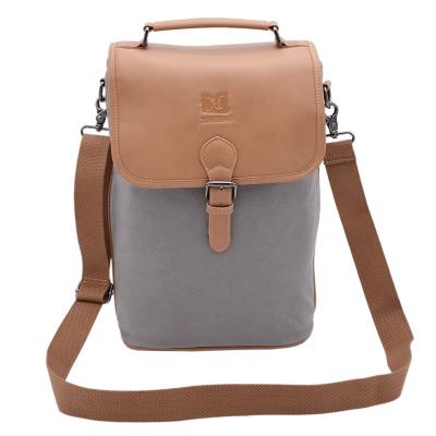 China Wholesale Portable Handled Twine Waterproof Increasing Leather Canvas Waterproof Custom Logo Travel Insulated Wine Bag For Bottle for sale