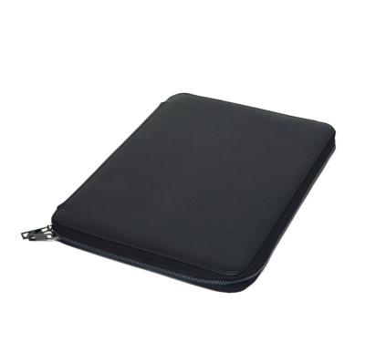 China Real Leather A4 Size Custom Zipper Folder Business Conference Organizer Genuine Leather Case Clutch Bag for sale