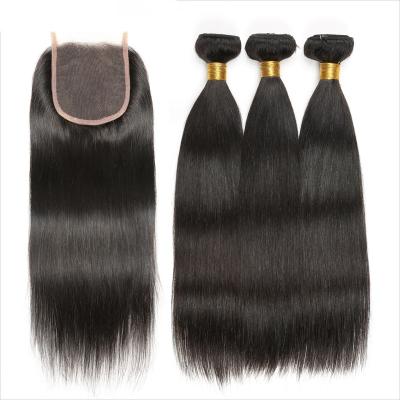 China 100% Virgin Hair Bundles Brazilian Virgin Hair 3 Bundles And A Straight Closure Cuticle Aligned Cheap Hair Bundles With 4*4 5*5 Lace Closure for sale