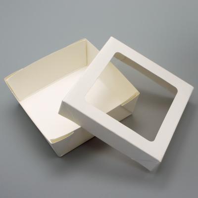 China Disposable White Paper Box With Window Lid Recyclable To Go Food Containers for sale