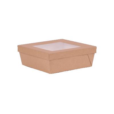 China Premium Quality Disposable Bakery Eco Friendly Biodegradable Boxes With Clear Window 10 x 10 x 2 1/2 Brown Paper Kraft Box for Pie, Cookies, Cake, or Cupcakes for sale