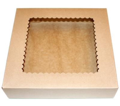 China Premium Quality Disposable Bakery Eco Friendly Biodegradable Boxes With Clear Window 10 x 10 x 2 1/2 Brown Paper Kraft Box for Pie, Cookies, Cake, or Cupcakes for sale