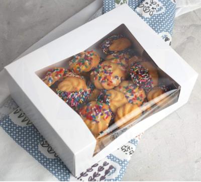 China Disposable White Cardboard Pastry / Bakery Box With Window for sale