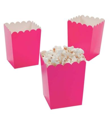 China Disposable Mini Valentine Popcorn Boxes, hot pink for sale