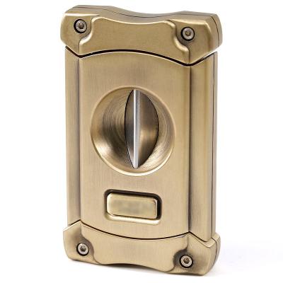 China Minimalist Zinc Alloy Sharp Blades Cigar Cutter Metal V Cigar Cutter Knife for sale