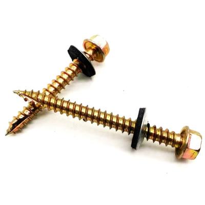 China Pan T17 point  Self tapping screw Hex head with EPDM washer cutting point zinc plated wood screw for sale