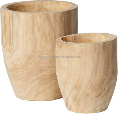 China Decorative rustic garden barrels planter wooden flower pot/wooden pot pots/planter flower for sale