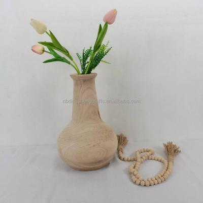 China Minimalist Contemporary Professional Natural Paulownia Small New Design Wooden Vase for sale