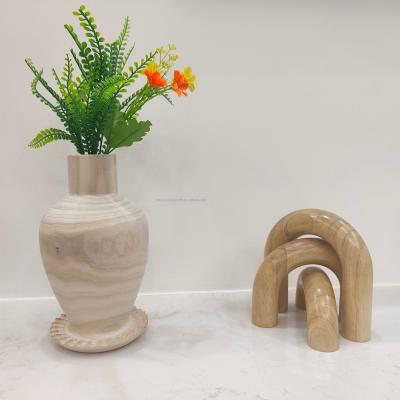 China Modern Design Contemporary Flower Vase Home Decorative Wooden Vase for Table Tops and Indoor Lobby and Flower Desk for Hot Sale for sale