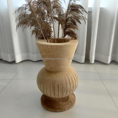 China Contemporary Tall Vase for Table Decor /Wooden Flower Vase, Handmade Wood Vase for Home Decor Centerpieces, Parties, Wedding Centerpie for sale