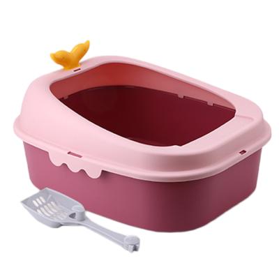 China Sustainable Plastic Indoor Cat Toilet Box Semi Enclosed Pet Toilet for sale