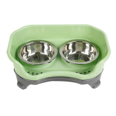 China Viable Stainless Steel Dog Bowls With Mess Proof Pet Feeder for sale