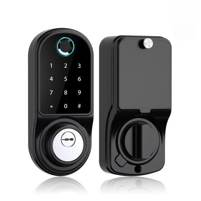 China Aluminum alloy Tuya APP electric deadbolt lock with keypad fingerprint deadbolt lock indoor hotel apartment combination lock for sale