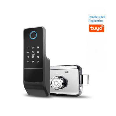 China Aluminum Alloy Tuya TTT External Installation Door Apartment IC Card Combination Lock Fingerprint Electric Control Electric Double-Sided Lock for sale