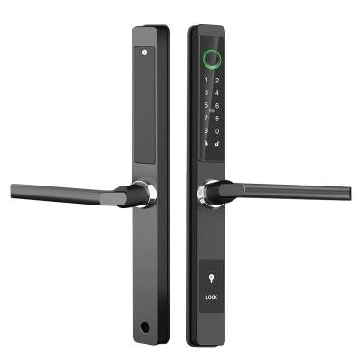 China Straight Handle / Around Handle Outdoor Rainproof Narrow Side Smart Lock For Sliding Glass Door Fingerprint Code Smart Lock For Front Entry for sale