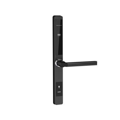 China Right/Around Fingerprint Smart Narrow Broken Aluminum Glass Door Lock Keyless Edge Patio Sliding Door Lock With IC Card Key for sale