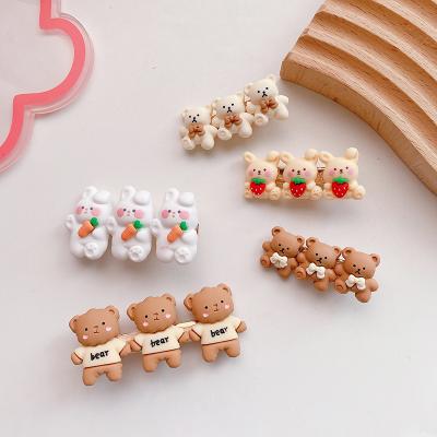 China Hot Selling New Fashion Super Cute Sweet Cartoon Bear Rabbit Resin Children Hair Clips for Girls for sale