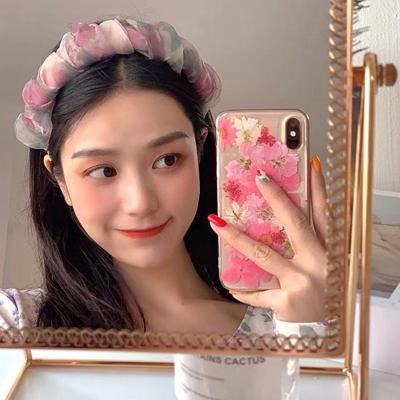 China Wholesale New Fashion Korean Velvet Plain Color Women Pleated Hairband Black Scrunchies Headband for sale