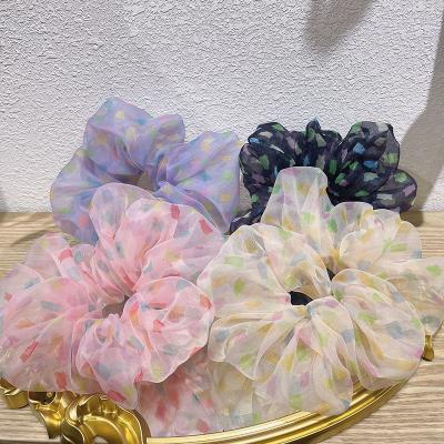 China Hot Selling New Fashion Cute Large Organza Bear Hair Ties Ponytail Holder Scrunchies Accessories for sale