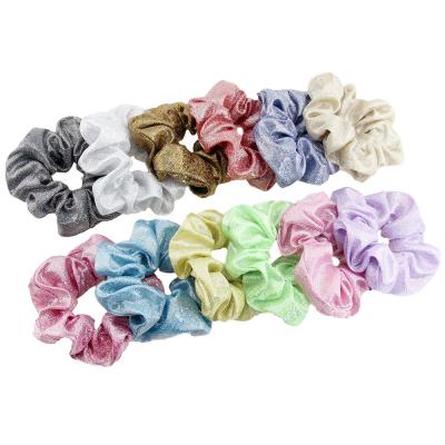 China 12 Colors Factory Rainbow Shiny Ponytail Hair Tie Women Hair Accessories Solid Color Girl Scrunchies Custom for sale