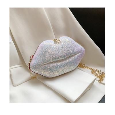 China Hard new 2022 style ladies luxury lips shape shoulder bag banquet prom clutch party dazzling evening clutch bag for sale