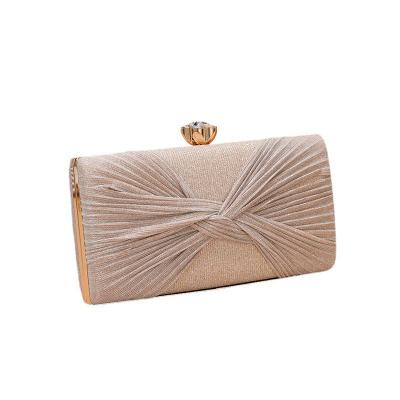 China Luxury PU/Polyester Crystal Glitter Dinner Party Bagspleated Handbag Ladies Party Bag Evening Clutch Bags for sale