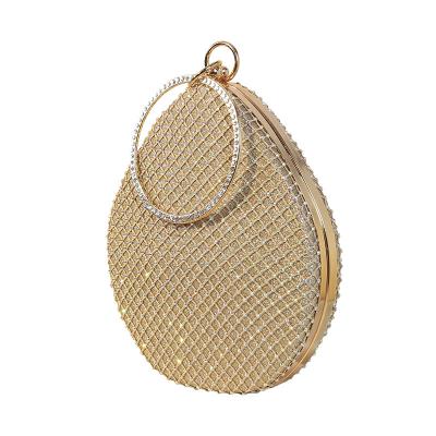 China Clutches Hard Feature Exquisite Oval Around Rhinestone Evening Clutch Bag Women Handbag Evening Purse For Party Wedding for sale