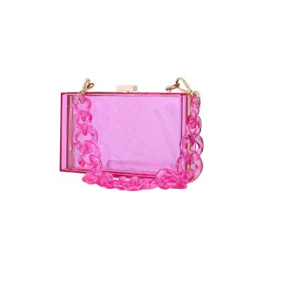 China Hot-selling Women's Party Purse Fashionable Acrylic Transparent Square Clear Clutch Handbag Colorful Hard Box Evening Clutch Bag for sale