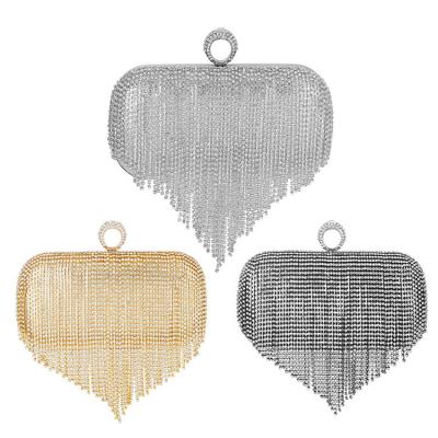 China Rhinestone Factory Directly Shape Diamond Tassel Evening Bag Rhinestone Lady Clutch Wedding Evening Bag Party Bags For Women for sale