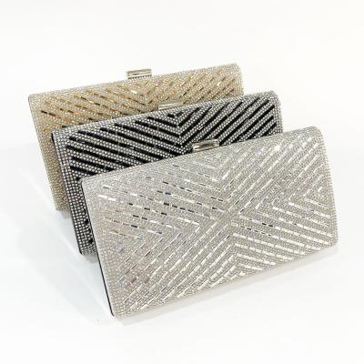 China High Quality Hard Shiny Rhinestone Evening Clutch Bag Square Minaudiere Women Evening Prom Clutches Bags Chain Shoulder Bag for sale