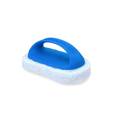 China Viable Manufacturers Selling Best White Scrub Pad Blue Handle Scoure Pad Cleaning Brush Scrubbing Pad for Kitchen for sale