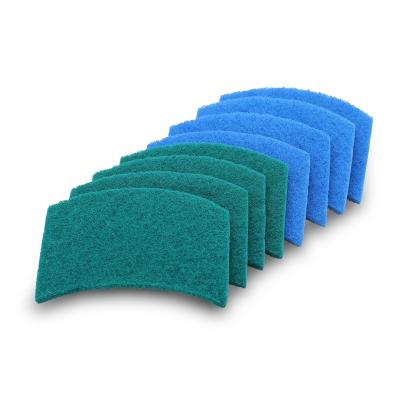 China Sustainable Blue Color Kitchen Dish Wash Moon Form Heavy Duty Abrasive Scouring Pad for sale