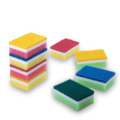 China Sustainable High Quality Kitchen Household Cleaning Super Absorbent Three Layer Filtering Sponge Scrubber for sale