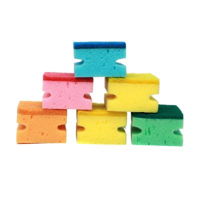 China Sustainable High Quality Square Shape Multi Colored Kitchen Hand Tool Dish Wash Handle Sponge Scrubber for sale