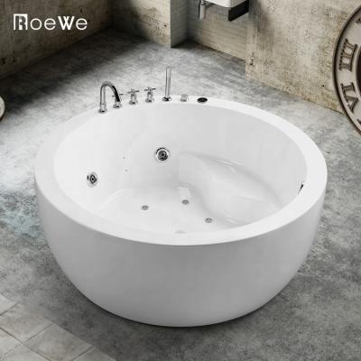 China Body Massage 59inch Diameter Round Whirlpools W Shape Bathtubs Free Hand Shower , Seamless Join Acrylic Massage Bathtub With Seat for sale