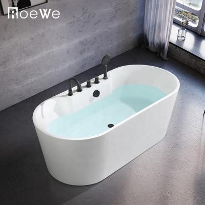 China New style simple free standing alone white single bathtubs, acrylic matte surface seamless freestanding soaking tub for sale