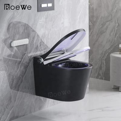 China Double-flow European Standard Smart Toilet Smart Bidet Black Wall Hung Toilet WC Wall Mounted Smart Smart Toilet for sale