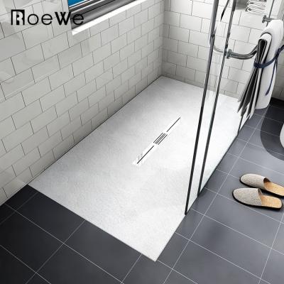 China Modern SMC Stone Shower Base Surface Texture Anti-Slip Stone Shower Tray Glass Shower Pan for sale