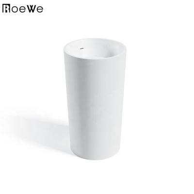 China Modern Floor Standing Column Bathroom Pedestal Compound Sink, Hand Sink Cast Iron Freestanding Solid Resin Stone Outdoor Sink for sale