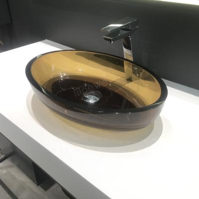 China Contemporary Clear Countertop Basins, Transparent Colors Wash Basin, Resin Bathroom Sinks for sale