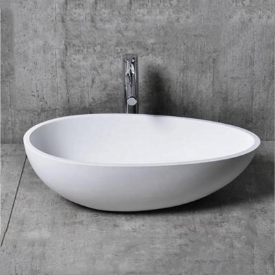 China Contemporary Artificial Stone Oval Wash Basin Bathroom Rug Wash Sink Solid Outdoor Bathroom Vanity Sink for sale