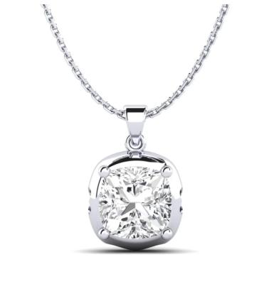 China FASHIONABLE 2 Lab Developed HPHT Carat Cushion Cut White Gold Loose Diamond Necklace for sale