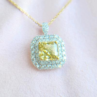 China Lab Developed HPHT Carat Intense Yellow Fancy Diamonds Necklace Jewelry Pendant FASHIONABLE 2 for sale