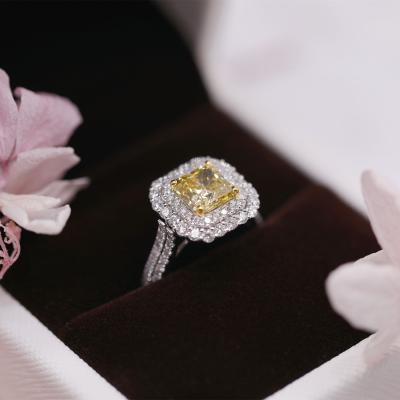 China FASHION FASHION FASHION White Gold IGI Gemstone Rings 18k Carat CVD 2 Diamond Ring Yellow Gold Lab Grown Intense for sale