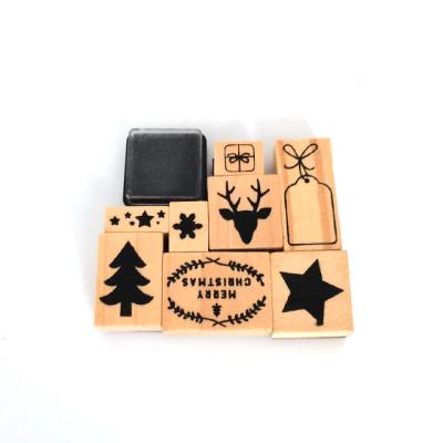 China Decoration Christmas DIY Wooden Rubber Stamp Set Letters Diary Craft Scrapbooking Stamp Oil And Stamp for sale