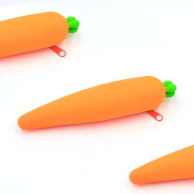 China Creative Personalized Pencil Case Cute Stationery Bag Silicone Carrot Style Pen Pocket School Student Waterproof Pencil Case for sale