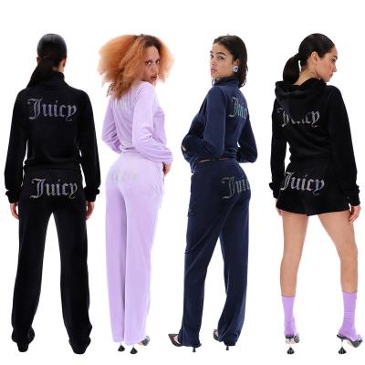 China Breathable Vintage Inspired Velvet Tracksuit Set Sleepwear Loungewear Rhinestone Manufacturer for sale