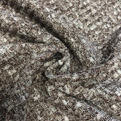 China Breathable Yarn Dyed Rayon Polyester Spandex Metallic Ribbed Fabric Metallic Rib Knitting Fabric for sale