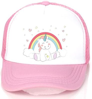 China Free sample factory hot sale cotton character 6 emborided logo kids summer beach pink color girls hats panel customized for sale